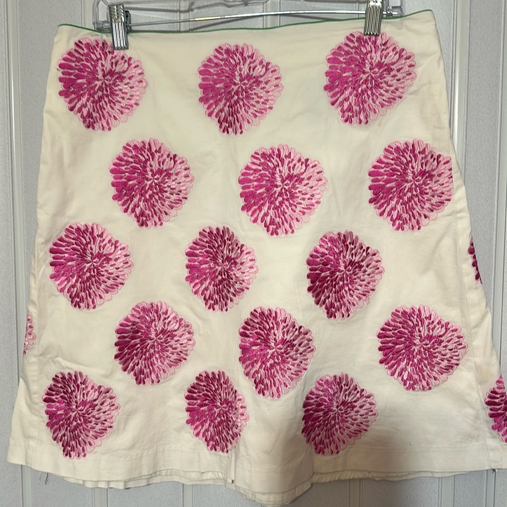 TS DIXIN WHITE & PINK FLOWER SKIRT SZ 10